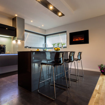Modern Kitchens with Fireplaces