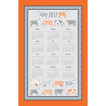 Curious Cow 2017 Calendar Cotton Tea Towel