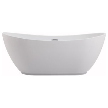 Issac 67" Soaking Bathtub, Glossy White