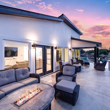 Outdoor Lounge Overlooking Lake LBJ at Sunset