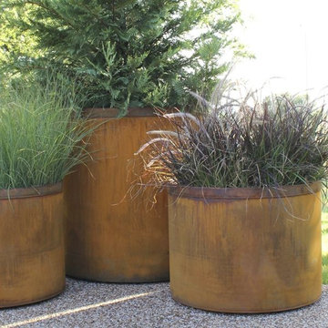 Round Cor-Ten Planters