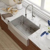 Combo 30" Single Stainless Farmhouse Sink and Flex Faucet With Dispenser, Chrome