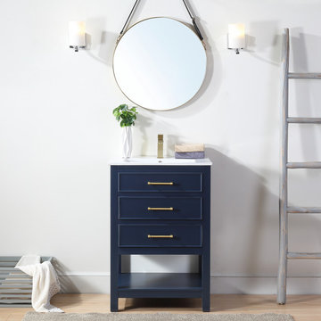 24" Tennant Brand Aruzza Small Slim Narrow Navy Blue Bathroom Vanity - 2822-V24N