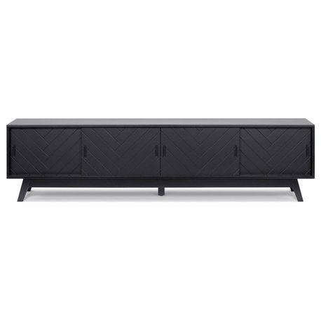 Herringbone TV Stand Low, Black