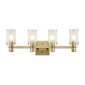 Gold Plating Bath Vanity Light Wall Sconce Fixture With Frosted Glass Shade