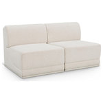 Meridian Furniture - Ollie Black Boucle Fabric Straight Modular Sofa, Cream, 2-Piece: 2 Armless Chair - Meet the epitome of style and functionality with this Ollie boucle fabric living room sofa, part of the Ollie modular collection. A contemporary marvel, this sofa features chic and inviting rich cream boucle fabric upholstery, giving it a sumptuous texture that oozes elegance and luxury. Curved corners add to the visual look of the sofa while maximizing seating comfort while lounging, reading, or entertaining. Pair it with other items in the Ollie collection easily, thanks to an attachment latch underneath.