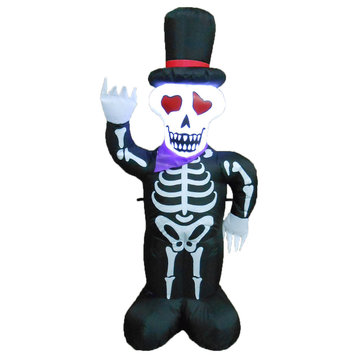Halloween Inflatable Skeleton With Hat, 4'