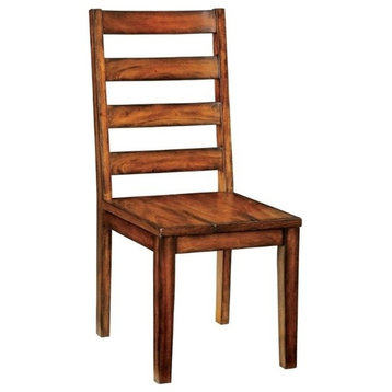 Furniture of America Hagrid Wood Dining Chair in Tobacco Oak (Set of 2)