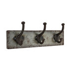 Faux Aged Steel Finish Industrial Style Triple Metal Wall Hook