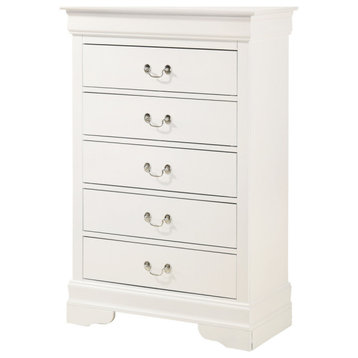 Louis Phillipe II White 5 Drawer Chest of Drawers