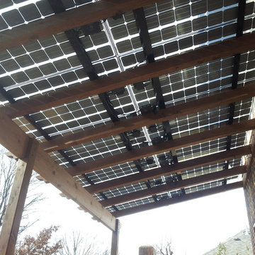 Deck shaded by solar panels
