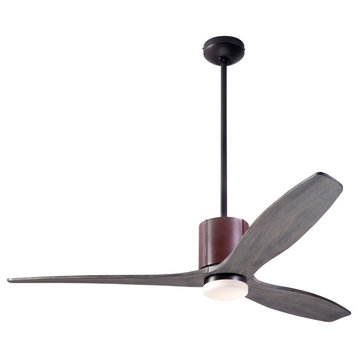 LeatherLuxe Fan, Bronze/Chocolate, 54" Graywash Blades With LED, Wall Control