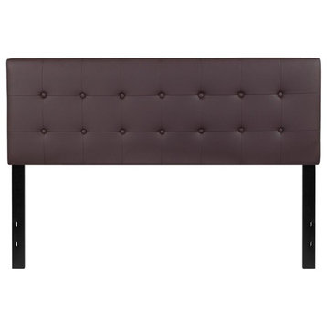 Lennox Tufted Upholstered Queen Size Headboard in Brown Vinyl