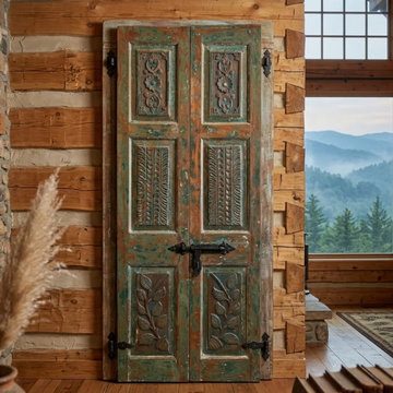 Carved Sliding Barn Doors, Statement Feature Wall