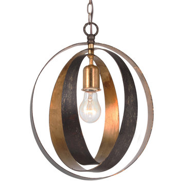 Luna 1-Light Bronze and Gold Sphere Chandelier