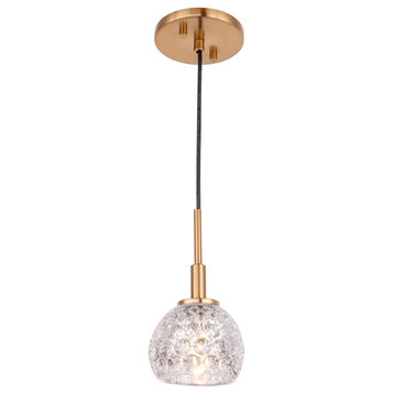 Woodbridge Lighting Elise Pendants, Brass, Mini-Pendant, Mercury Crystal Ball, H
