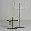 Black Metal Double Tiered Iron Jewelry Stand Hanger, 7.5" Necklace Bracelet