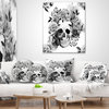 Peony Watercolor Skull Abstract Throw Pillow, 18"x18"