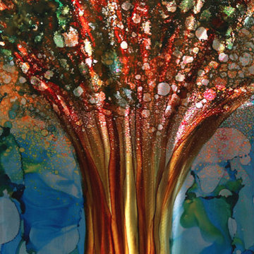 Tree Of Knowledge - Red, Green, Blue Abstract Colorful Nature Painting