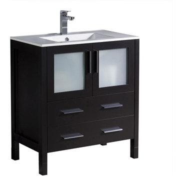 Torino 30" Bathroom Cabinet, Base: Espresso, With Top, Integrated Sink