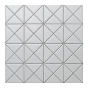 10.2"x10.2" Pure Color Triangle Mosaic Tile, White, Matte