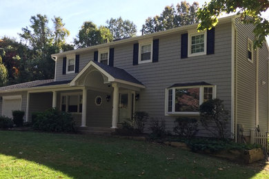 Huntington Siding - Cape Cod Gray Shakes with Clapboard and Portico