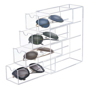 OnDisplay 4 Tier Acrylic Sunglasses/Eyeglasses Organizer - Luxury Handmade Clea