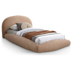 Meridian Furniture - Genesis Upholstered Bed, Beige, Teddy Fabric, Twin - Refresh your bedroom with the Genesis tan faux shearling teddy fabric twin bed, upholstered in soft plush. The rounded headboard, rails, and footboard create the illusion of a floating bed, introducing a sleek contemporary touch to your space. Combining comfort and style seamlessly, this bed's luxurious fabric and innovative design make it a standout centerpiece. It's perfect for enhancing both the elegance and relaxation of your bedroom.