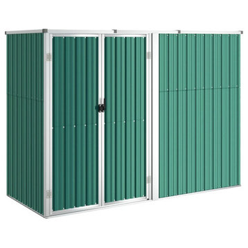 vidaXL Tool Shed Outdoor Storage Shed Tool Organizer Green Galvanized Steel
