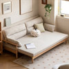 North American Oak Solid Wood Sofa Bed Sleepers Sofa, Gravel White 2.13m Sofa Bed 84.1x34.5x34.5inch