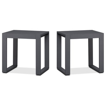 Real Flame Baltic Aluminum Patio End Table in Gray (Set of 2)