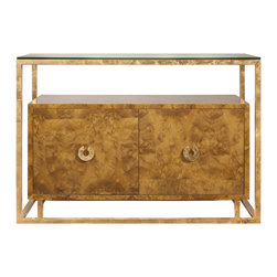 Worlds Away Juno Burl/Gold Leaf Floating Cabinet Console - Buffets And Sideboards