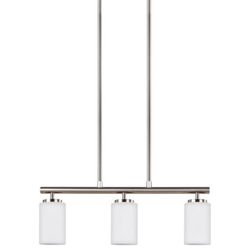 Contemporary Three Light Chandelier-Brushed Nickel Finish-Incandescent Lamping