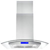 Cosmo 380 CFM Euro Stainless Steel Island Glass Range Hood With Permanent Filter, 30"