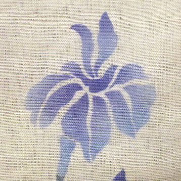 Blue Iris White Linen Noren Door Curtain
