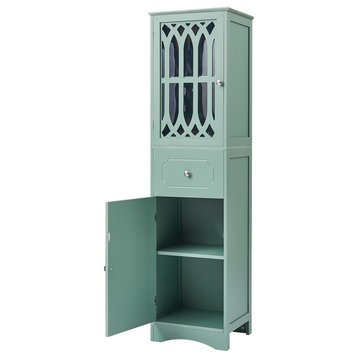 TATEUS Tall Bathroom Cabinet, Freestanding Storage Cabinet, Green