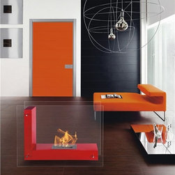 Vitrum L &ndash; Freestanding Ventless Ethanol Fireplace - Indoor Fireplaces