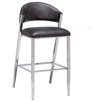 Hillsdale Molina 30 Metal Contemporary Bar Stool in Gray/Chrome