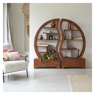 Teak Decorative Bookcase | Tikamoon Sphere Bi Ying Yang - Asian ...