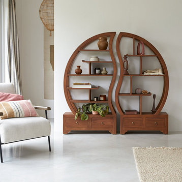 Teak Decorative Bookcase | Tikamoon Sphere Bi Ying Yang