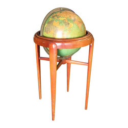 Midcentury Mahogany Floor Globe by Replogle - World Globes