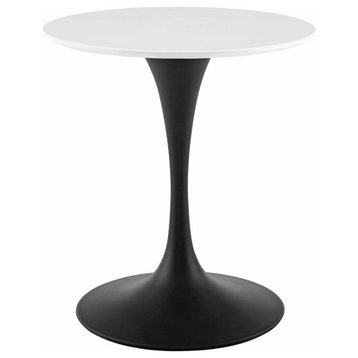 Modway Lippa 28" Round Wood and Metal Dining Table in Black/White