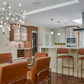 Contemporary Coffee and Cream Kitchen and Dining Room