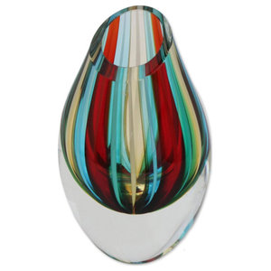 Accent Plus Wild Orchid Art Glass Vase 5.50" L x 2.50" W x 8.50" H 