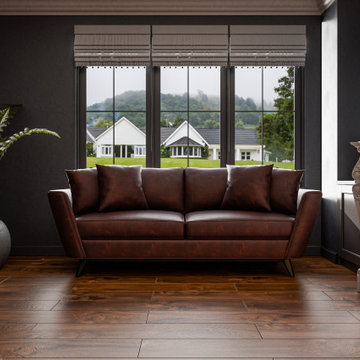 Dark Sophisticated Living Room with Classic Fireplace