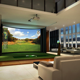 Example of a minimalist home theater design in Toronto