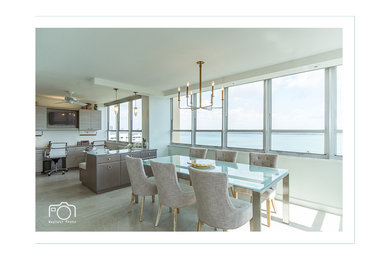 Example of a trendy dining room design in Miami