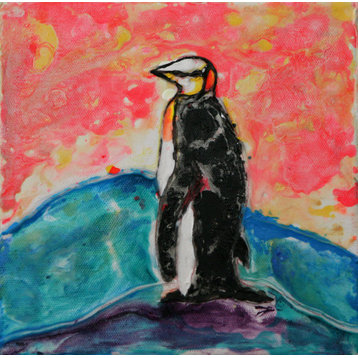 8x8 Acrylic Penguin Painting on Canvas