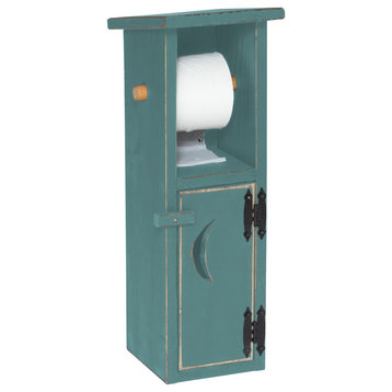 Farmhouse Pine Outhouse Toilet Paper Holder, Sea Foam Green