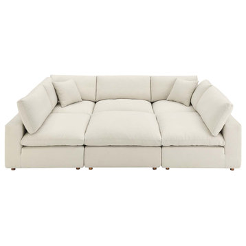 Commix Down Filled Overstuffed 6-Piece Sectional Sofa, Light Beige